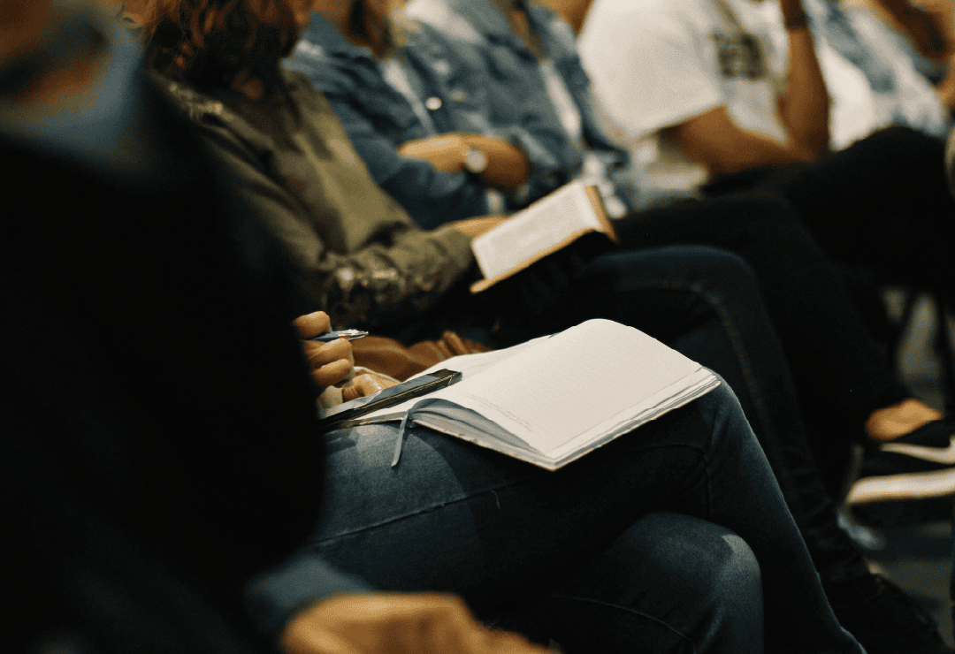 Congregation attending a midweek meeting at Wellington Presbyterian Church.